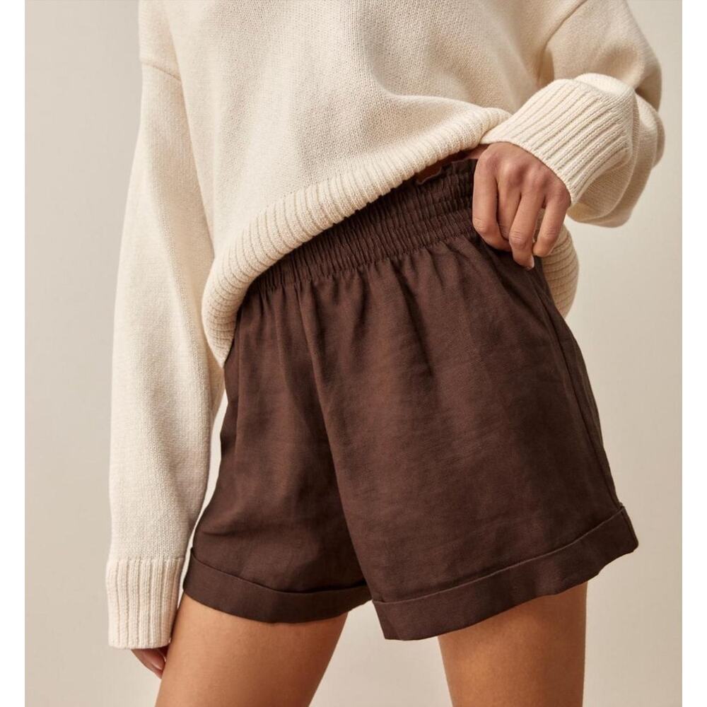 Reformation chocolate brown Nashville linen shorts - Picture 1 of 3